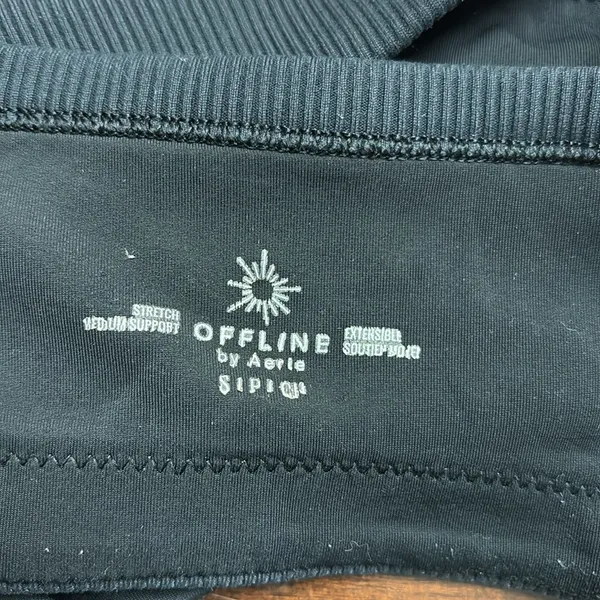 Aerie Black Ribbed Offline Sports Bra Small - Image 5