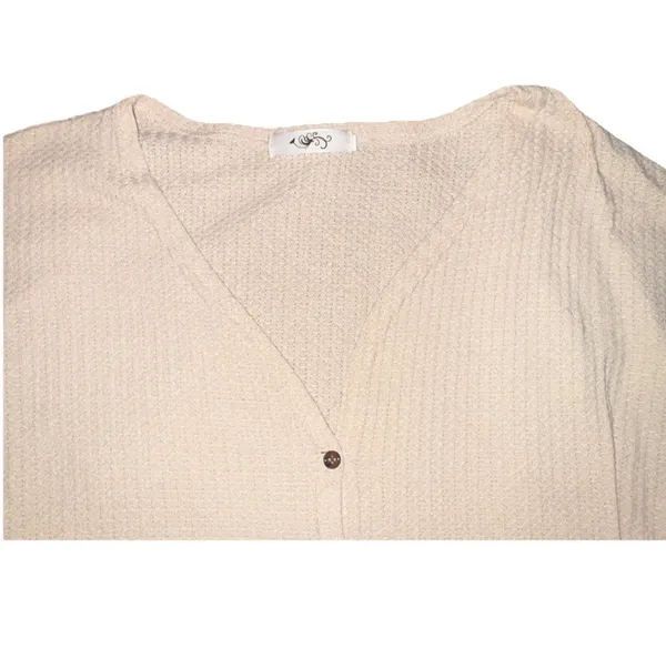 Unbranded Waffle Knit Top Tan Size L - Image 4