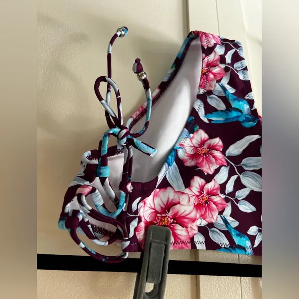 Cupshe‎ Purple Floral Women’s Bikini Bottom With Ties On Side Size Medium - Image 7