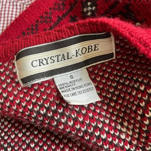 S- Crystal-Kobe Black and Red Knit Vintage Cardigan with Pockets‎ - Image 5