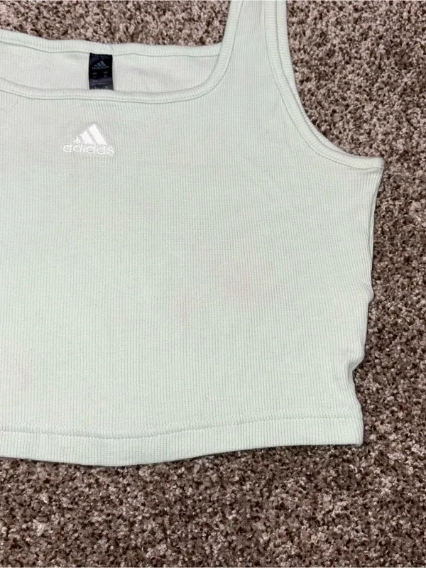 Adidas Ribbed Crop Tank Top in Mint XS - Image 6