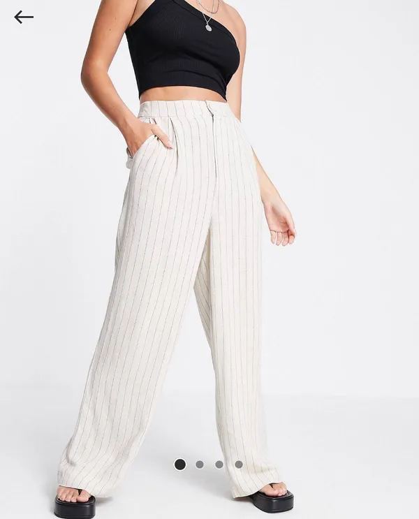 Stradivarius Wide Leg Relaxed Dad Pants In Stripe - Image 2