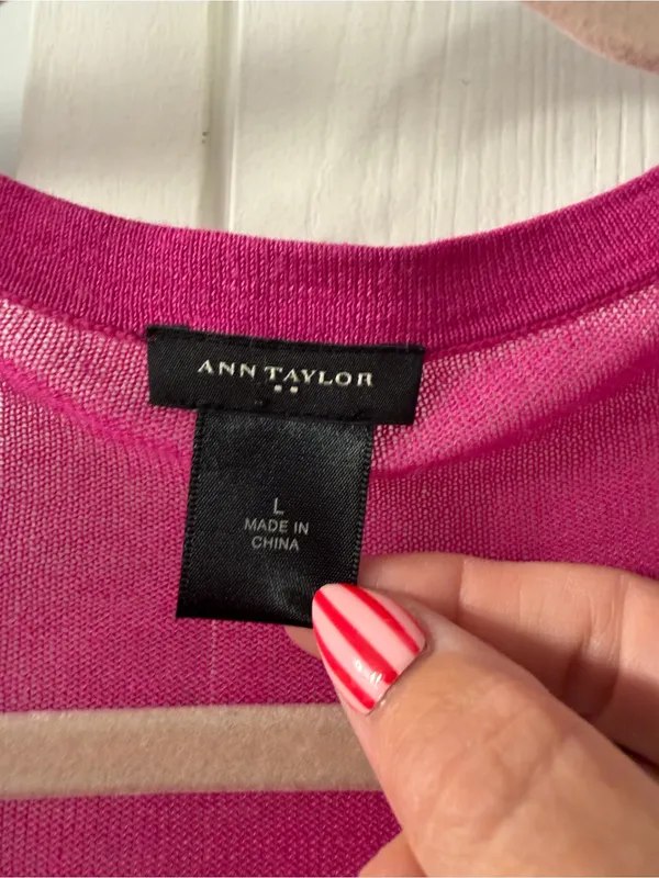 Ann Taylor Fuchsia Button-Front Lightweight Cardigan - Image 2