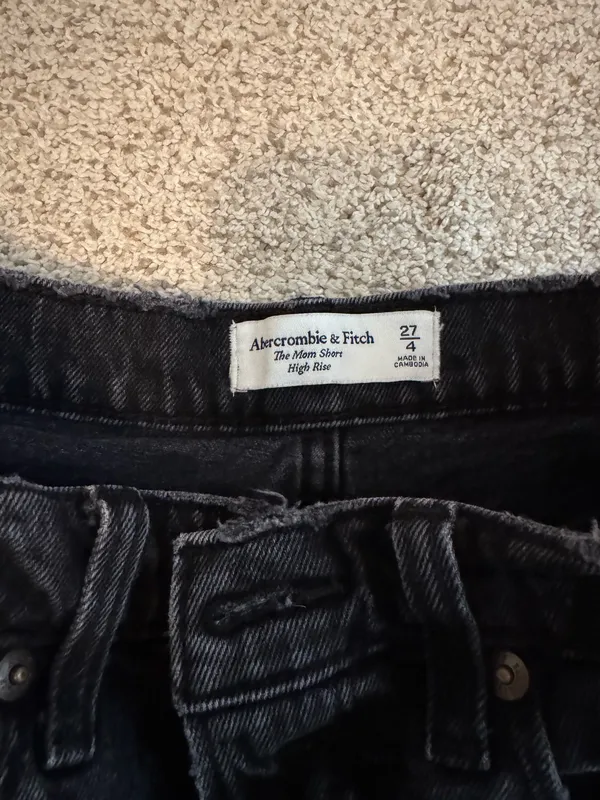 Abercrombie Black Denim Shorts - Image 2