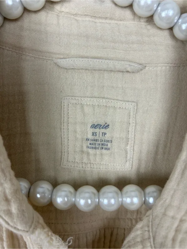 Aerie Pool To Party Gauze Cotton Button Down Coverup Shirt Size XS - Image 7