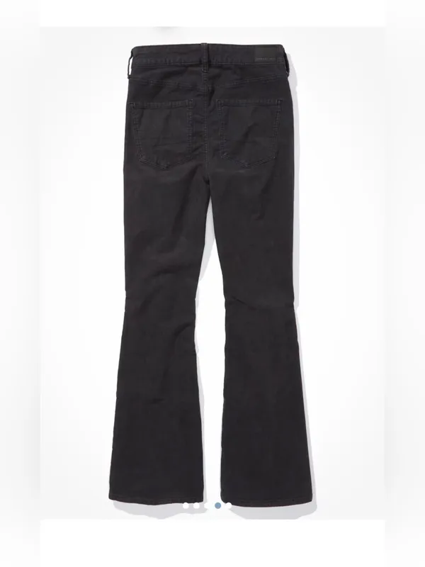 AE American Eagle Corduroy Super High-Waisted Flare Pant GREY size 6 (14" x 29") - Image 2