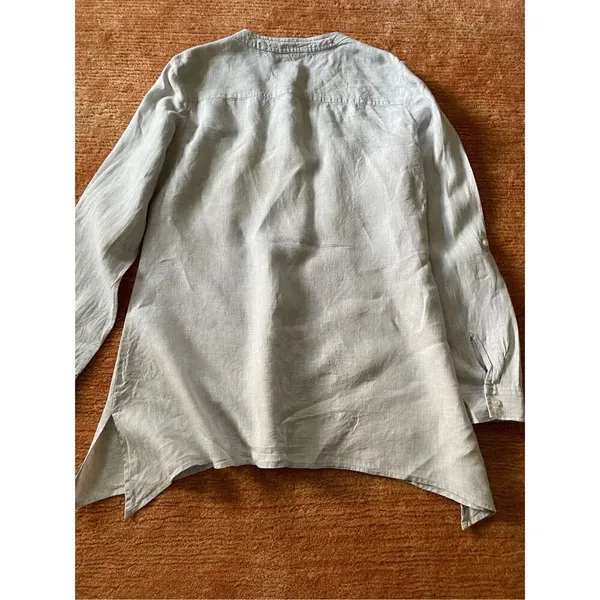 JONES NEW YORK SPORT Linen Bottom Down Grey Shirt - Image 4