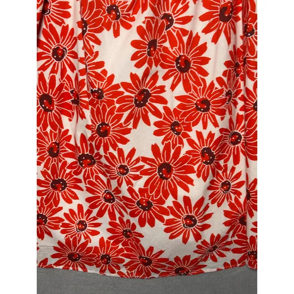Mango MNG Floral Dress 10 Red Puff Sleeve Cottagecore Boho Milk Maid Peasant - Image 4