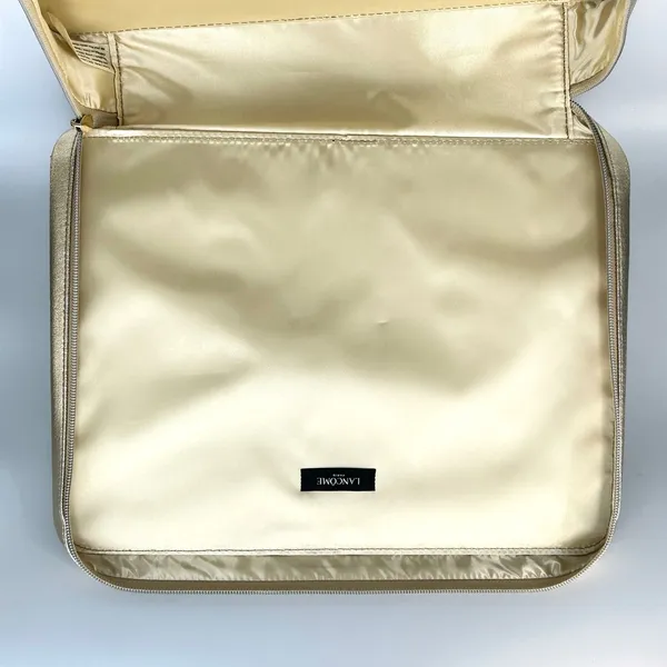 Lancome Makeup Train Case Travel Bag Gold Metallic Rose Vanity Decor Large NEW‎ - Image 6