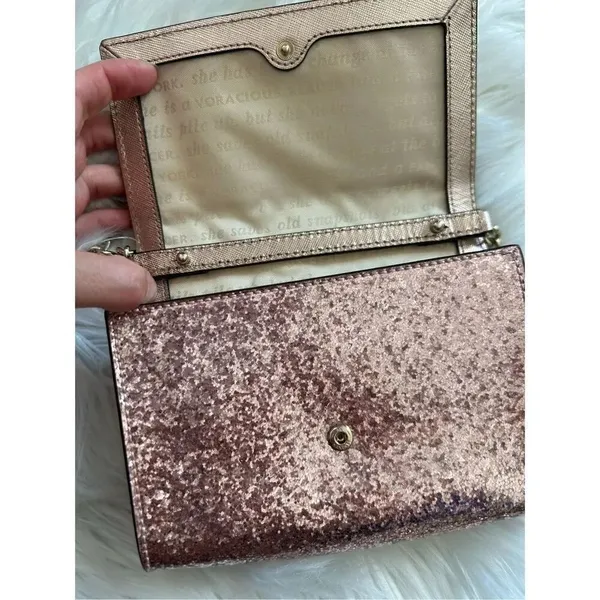 KATE SPADE NEW YORK pale pink GLITTER crossbody bag retails for $350 - Image 4