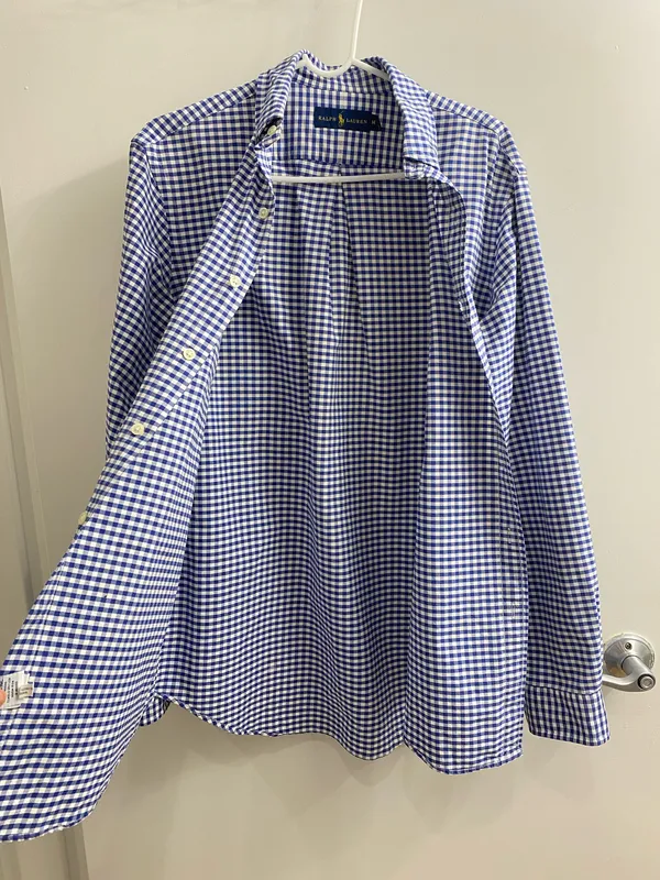 Ralph Lauren Blue Gingham Button-Down Shirt - Image 7