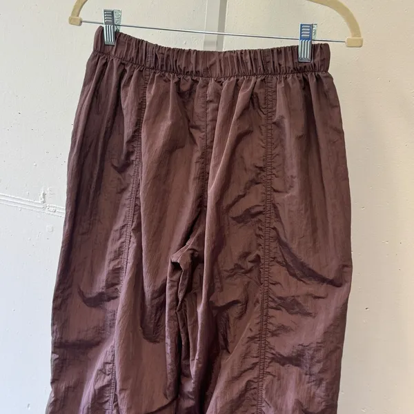 PacSun Mauve Brown Nylon Parachute Pants Wide Leg Streetwear MB7338 Small - Image 6