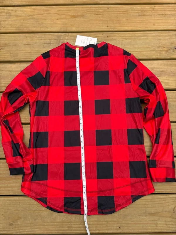 Fantaslook Women’s Small Red Black Buffalo Plaid Tunic Sweatshirt NWT - Image 7