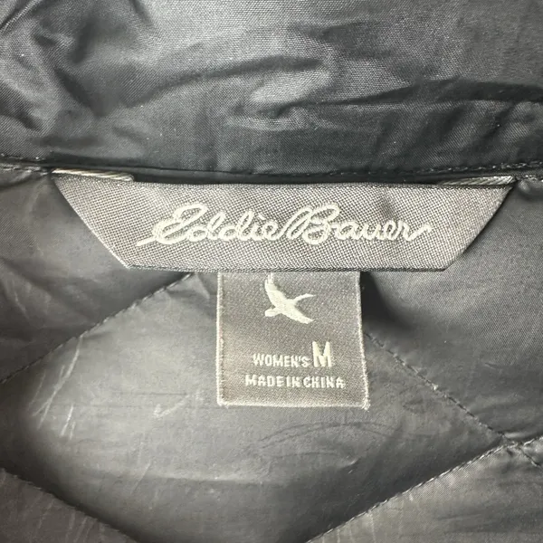 Eddie Bauer Down Long Puffer Jacket Womens Sz Medium Black Coat Outdoor Packable - Image 7