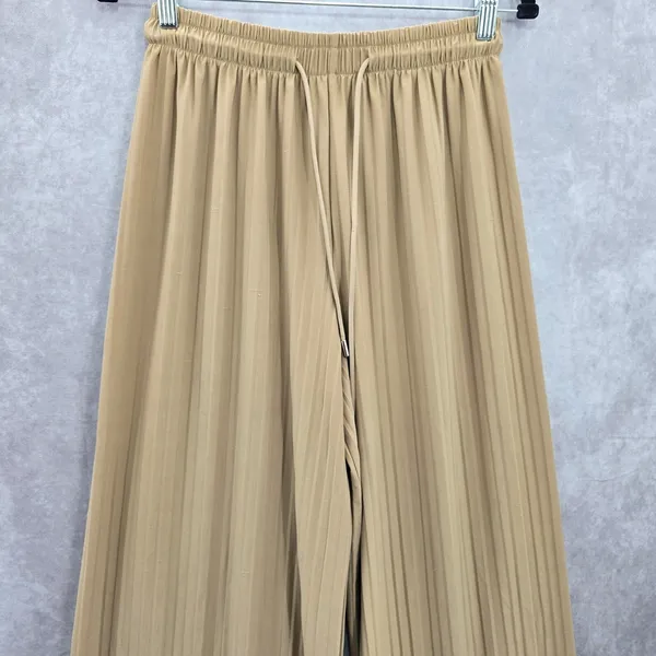 Brown Wide Leg Accordion‎ Beach Resort Flowy Vacation Lock & Love Pants Small - Image 3