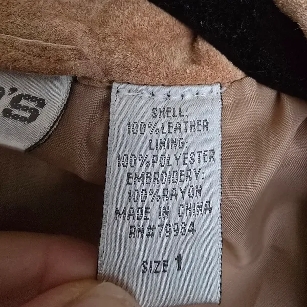 Chicos Women's Jacket Leather Open Front Collared W/ Lining Embroidery - Image 4