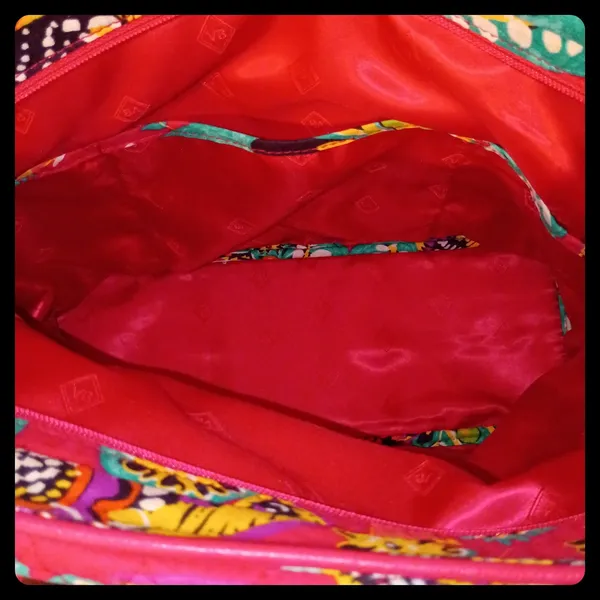 Vera Bradley Tote Bag Women Large Red Multi Floral Quilted Shoulder Handbag - Image 6