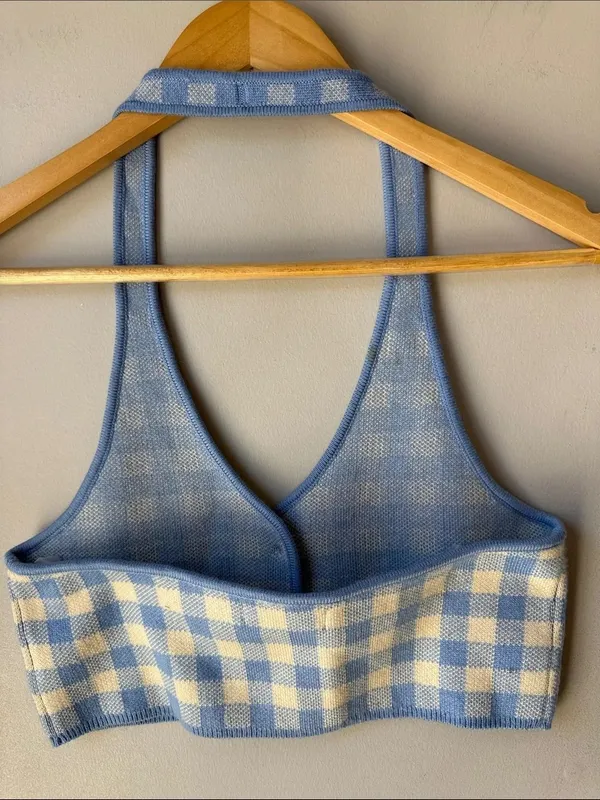 MAJORELLE Gingham Halter Addy Crop Top Tank - Image 3