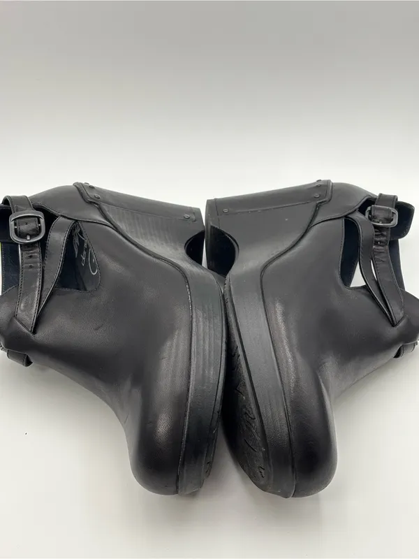 Dansko Black Platform Leather Wedge Mary Jane Slingback Size 40 - Image 7
