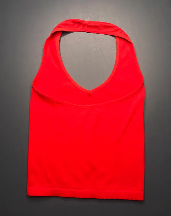 Stretch Halter Top In Red - Image 2