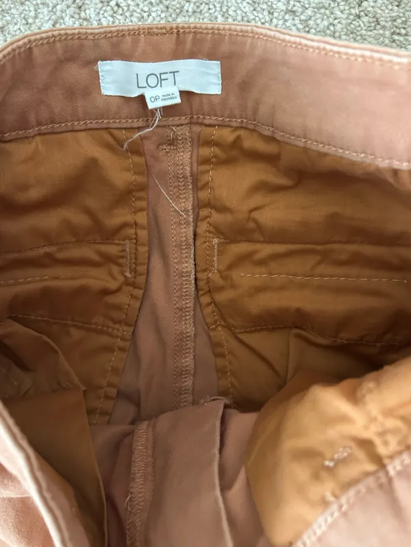 Loft High-Rise Wide Leg Cropped Ankle Curved Wrap Seam Utility Pant Terracotta - Image 3