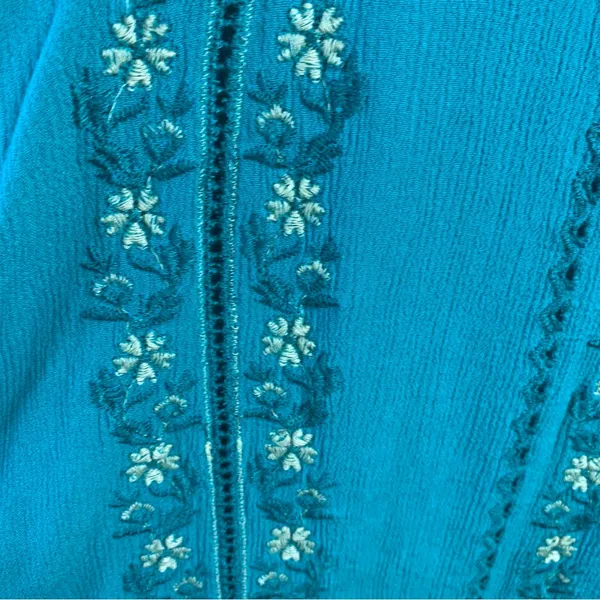 Love Reign Teal Dress with Floral Embroidery - Image 3