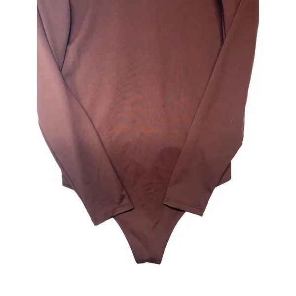 Abercrombie & Fitch Womens Long Sleeve Deep Open Back Bodysuit Brown Medium NWT‎ - Image 4
