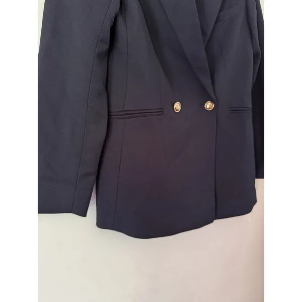 NWT French Connection Oversized Navy Blue Blazer Gold Buttons Size XS - Image 7