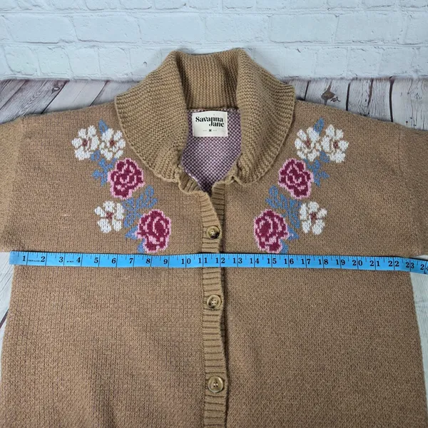 Savanna‎ Jane One More Shot Longhorn Floral Knitted Cardigan Sweater Size M - Image 7