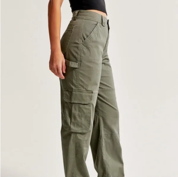 Abercrombie and Fitch ANF Khaki Army Green Cargo Pants - Image 2