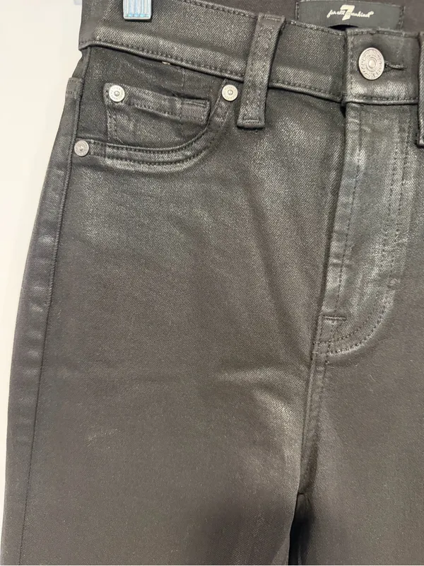 7‎ for all mankind high rise black coated slim kick out jeans - Image 2