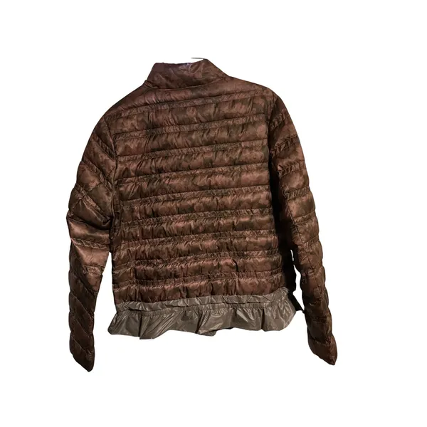 BCBGeneration Womens Medium Brown‎ Puffer Jacket Lightweight Ruffle Bottom - Image 6