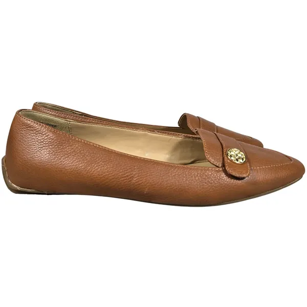 Talbots Womens 8.5 Francesca Tab Driving Moccasins Pebbled Leather Gold Hardware - Image 2