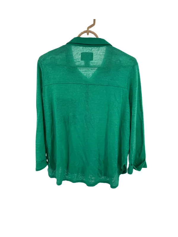 Sigrid Olsen Green Women's Lightweight 100% linen button front top M casual - Image 2