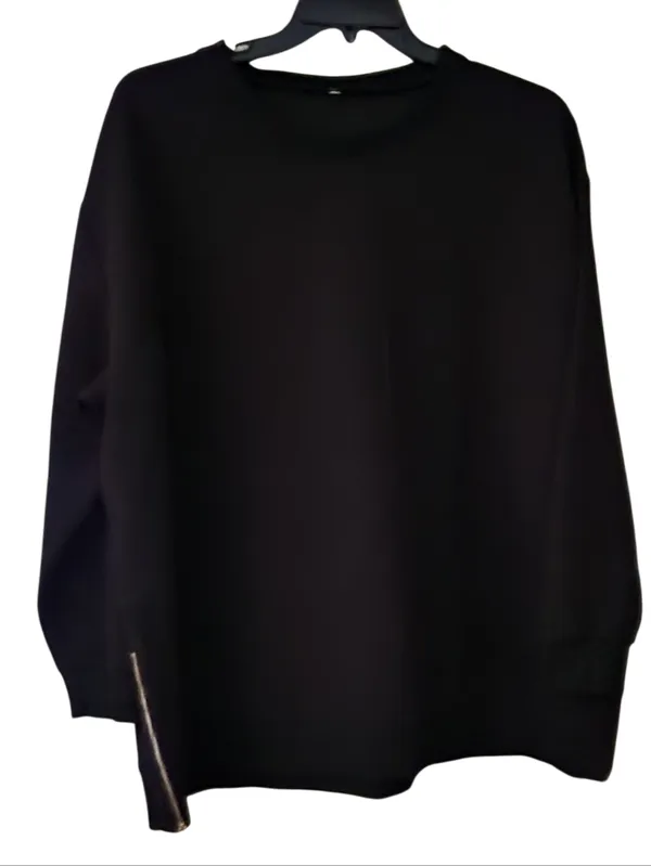Black Ribbed Sweatshirt Size 4X - Image 2
