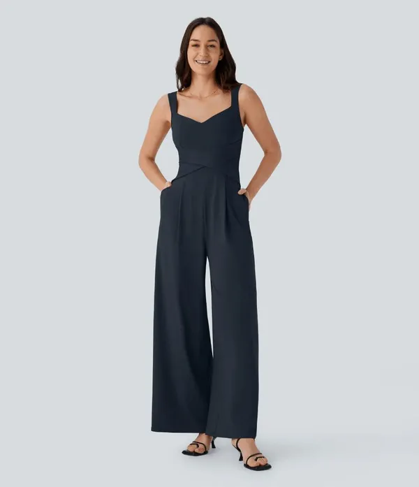Halara Navy Blue U Back Sleeveless‎ Casual Jumpsuit with Pockets XS NWT - Image 9