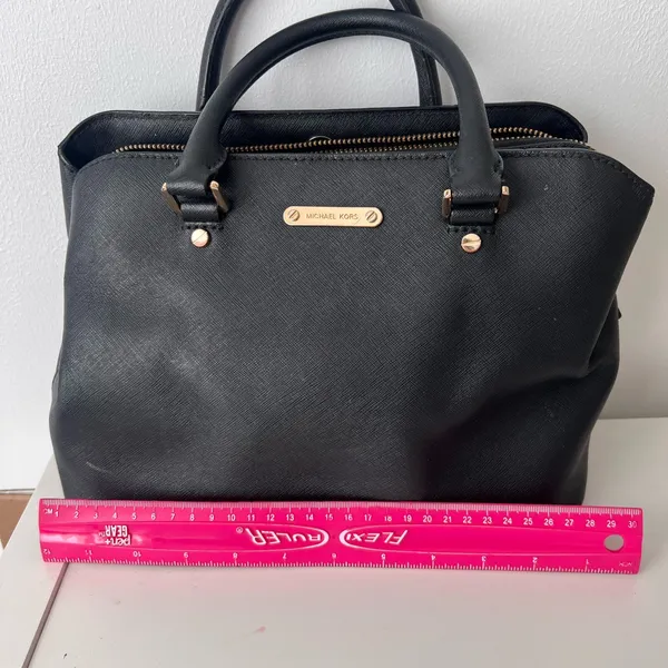 Michael Kors Black Satchel with Gold Accents - Image 4