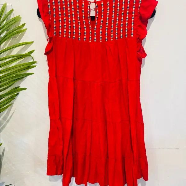 Red Ruffled Women's Dress - Image 3