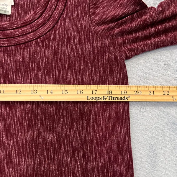 Anthropologie Swing Dress Knit Casual 3/4 Sleeve Pockets Maroon Size‎ Small - Image 9