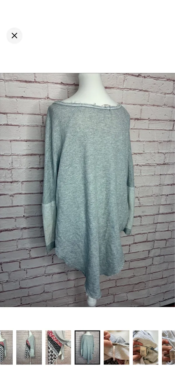 Free People Del Ray Pullover Terry Tunic Top EUC Small. Stretchy and very oversized. Beautiful boho bandana pattern. Raw hems. Split sides. 22.5” bust 28” at longest point - Image 5