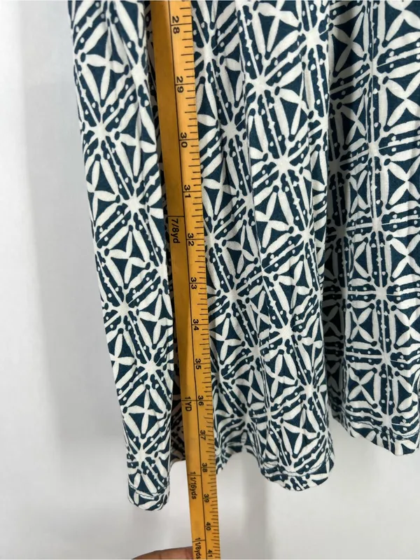 LOFT Geometric Crisscross Back Fit & Flare Dress Blue White Size 0 - Image 13
