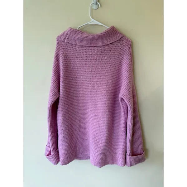 Pilcro Long Sleeve Knitted Cowl Neck Pullover Sweater Pink Women's Size Large - Image 4