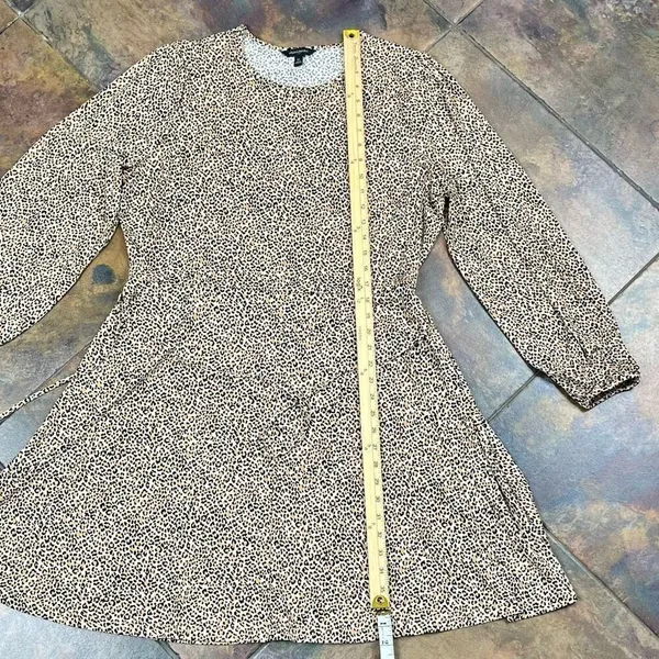 Banana Republic Animal Print Belted Fit and Flare Long Sleeve Dress XL - Image 4