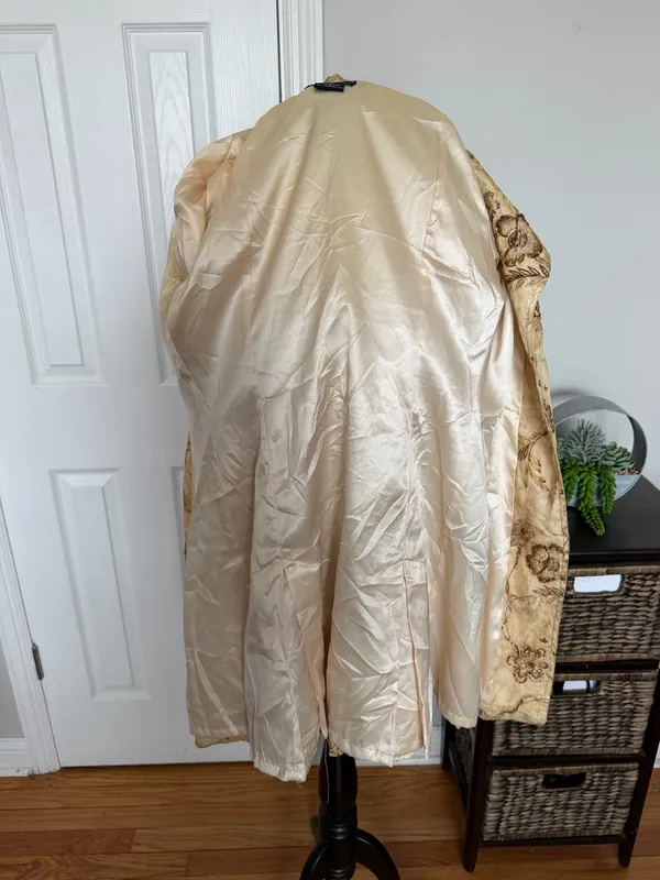 Heart Moon Star Vintage Y2K Beaded Embroidered Embellished Gold Beige Trench M coat - Image 6
