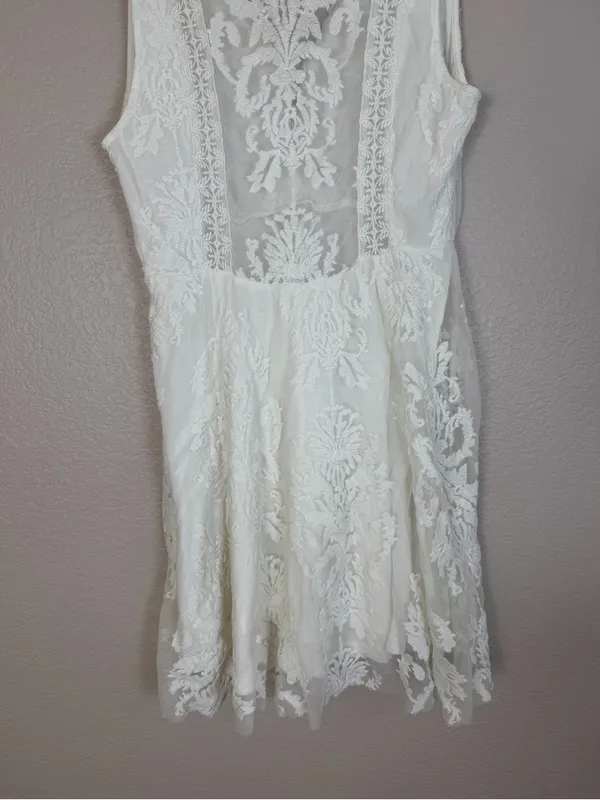 Vintage Free People Reign Over Me Lace Skater Mini Dress White size 8 $128 - Image 10