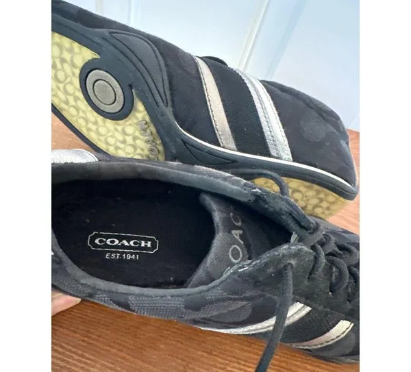 Coach Jayme Womens Sneakers 6M Black Monogram Lace-Up Casual Shoes - Image 8