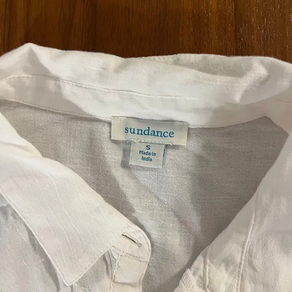 Sundance Stowe Top Small Patchwork White Cotton Flowy Coastal Cottage Boho Beach - Image 3