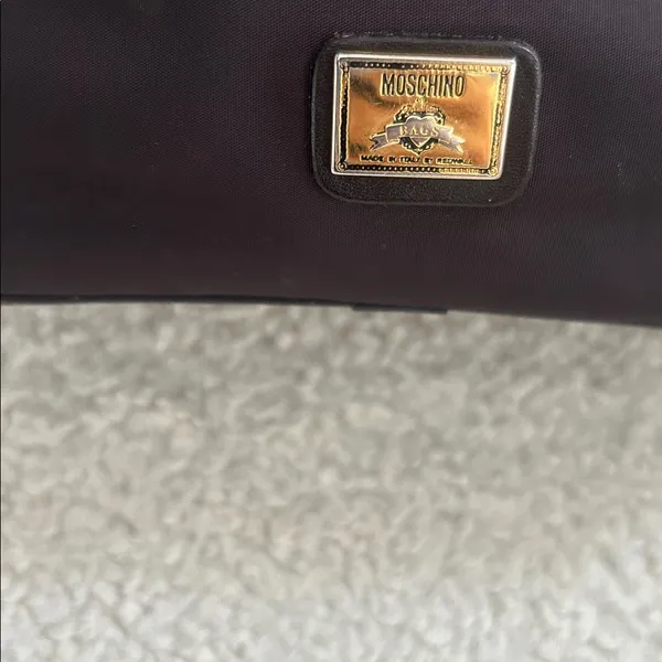 Moschino Vintage Signature Top Handle Satchel Mini Bag Brown Nylon - Image 12