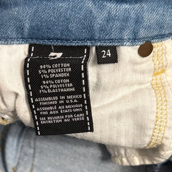 7‎ For All Mankind Distressed Frayed Ankle Skinny Jeans - Image 6