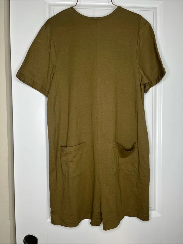 Jackson Rowe Olive Green Knit Romper Button Up Lagenlook Fairycore Small Forest - Image 2
